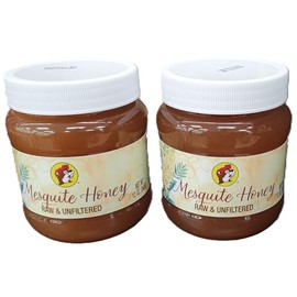 Buc-ee's Offical Honey Mesquite Wildflower Hot Raw Unfiltered Two 12oz = 24 oz - Pure Natural Beaver Travel Center (24oz, Wildflower)