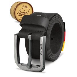 Cartvelli Premium Men's Leather Belt Made in Germany with Gift Box - Genuine Leather Belt 40 mm, gray