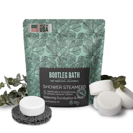 BOOTLEG BATH Shower Steamers Aromatherapy Shower Bombs 5 Pack, Eucalyptus, Great Gift, All Natural, 100% Pure Essential Oil for Men and Women, Made in USA