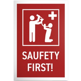 DankeDir! Saufety First - Sign 30 x 20 cm - Gift for Him Men Party JGA Funny Saying - Party Decoration Birthday Decoration Gift Idea Birthday Gift Alcohol