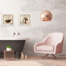 Classic Prints for Decorating Bathroom; Salle De Bain & Le Baignoire; Two 12x12in White Framed Pieces, Ready to hang!