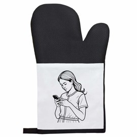 'Woman Using A Smartphone' Oven Glove/Mitt (OG00022060)