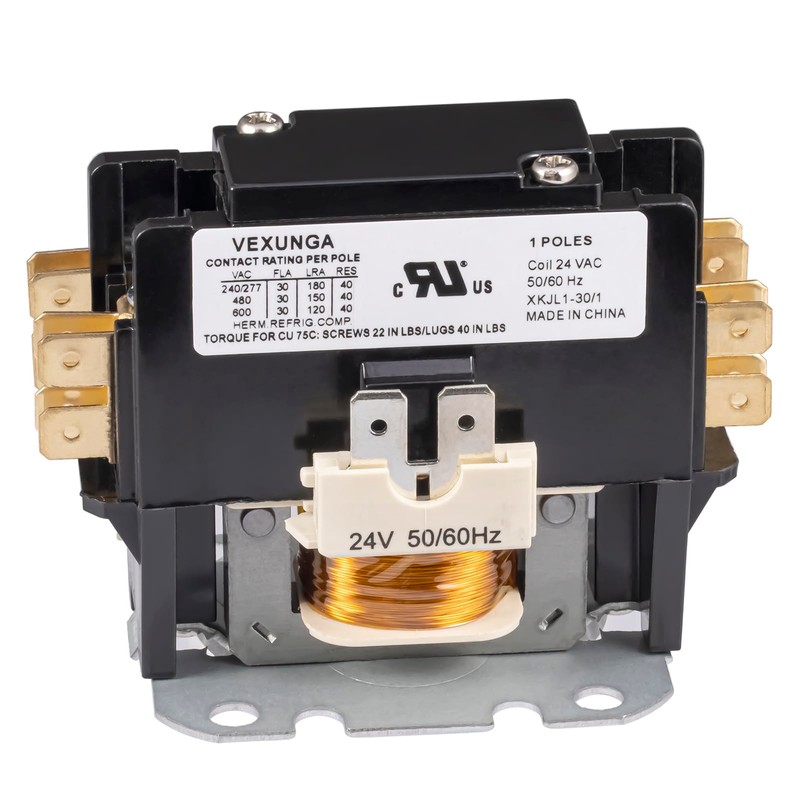VEXUNGA 1 Pole 30 Amp 24 VAC Coil AC Contactor