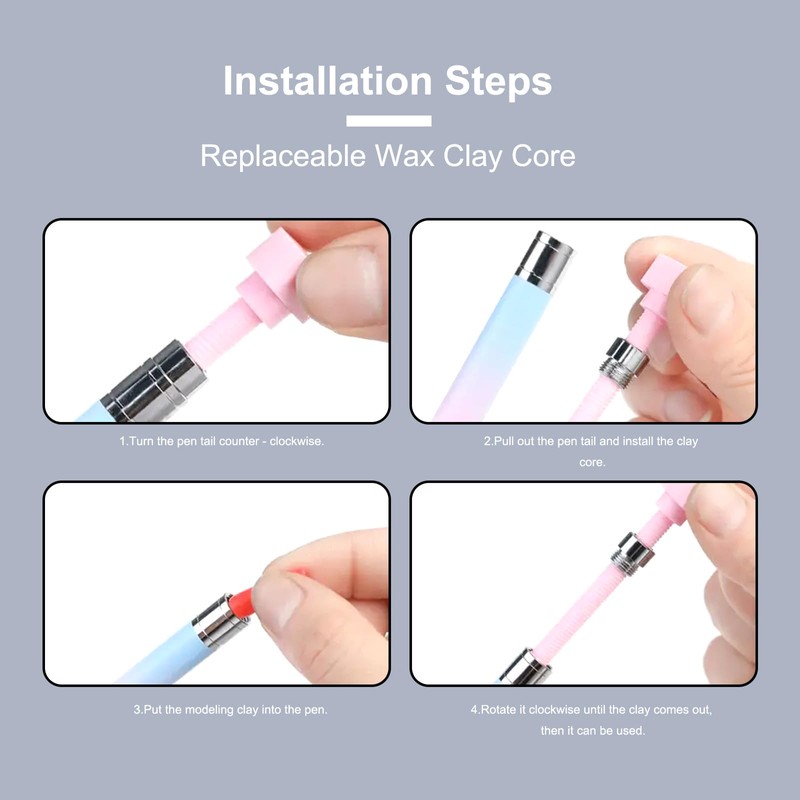 2 Pcs Rotating Rhinestone Picker Pen Set with 12 Wax