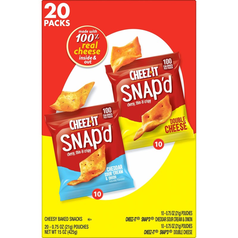 Cheez-It Snap'd Cheese Cracker Chips, Thin Crisps, Lunch Snacks, Variety