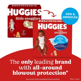 Huggies Size 2 Diapers, Little Snugglers Baby Diapers, Size 2 (12-18 lbs), 84 Count, Packaging May Vary