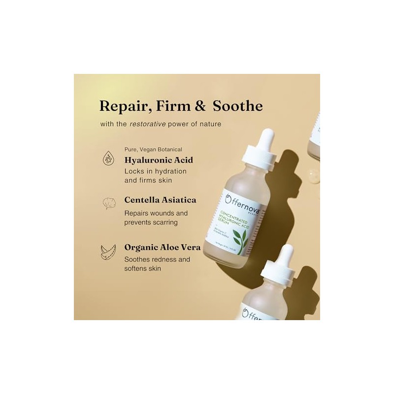 Suero de Ácido Hialurónico Concentrado Hyaluronic Acid Serum, Vegan Organic