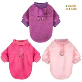 PetsLove Dog Jacket with O-Ring Leash - Stretchy Warm Sweatshirt for Small & Medium Dogs, Boys & Girls - Purple, Hot Pink, Pink (Medium)