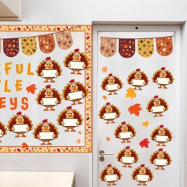 Thanksgiving Turkey Classroom Bulletin Board Kit, Thanksgiving Classroom Decoration Thankful Little Turkeys Bulletin Board for Thanksgiving Autumn Harvest School Chalkboard Wall Decor Supplies