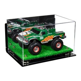 Better Display Cases Acrylic Versatile Display Case - Medium Rectangle Box with Mirror Case, Silver Risers, Wall Mount and Turf Base 12" x 8.25" x 7.25" (A018/V40)