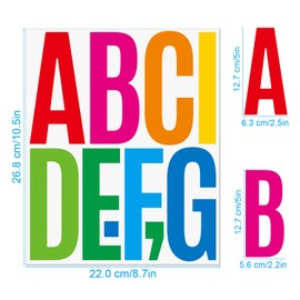 100 Pieces 12 Sheets Large Letter Stickers Colored 5-inch Vinyl Letters Numbers Kit, Suitable for Mailboxes, Signs, Windows, Doors, Cars, Trucks, Homes, Enterprises, Address Numbers