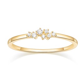 Mameloly 1.5mm 14K Gold Plated CZ Wedding Bands for Women Dainty Stackable Cubic Zirconia Engagement Rings for Her Size 7