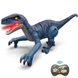 CARYWON Juguete de Dinosaurio para Niño, Dinosaurios con Control Remoto para Niños Niñas, Velociraptor Realista Recargable, Dinosaurio Robot de Control Remoto con Luces y Rugidos, Tecnología 2.4GHz