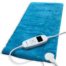 Aheata Heated Pad with Digital Controller – Winter Electric Blanket for Cold Days and Nights – Premium Fleece Pad with Timer Settings Blue