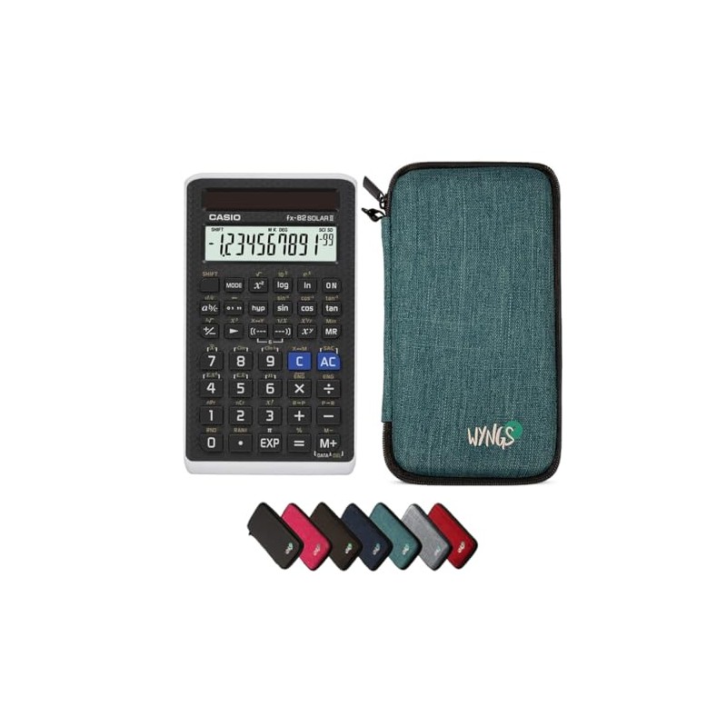 Casio fx-82 Solar II with Wyngs Protective Case Turquoise Scientific