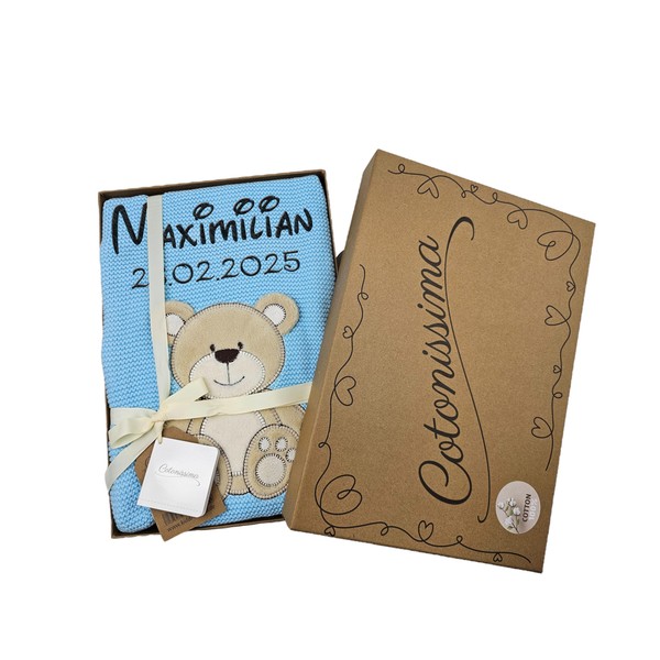 KIDDI-MEDIA High Quality Baby Blanket with Name and Date of