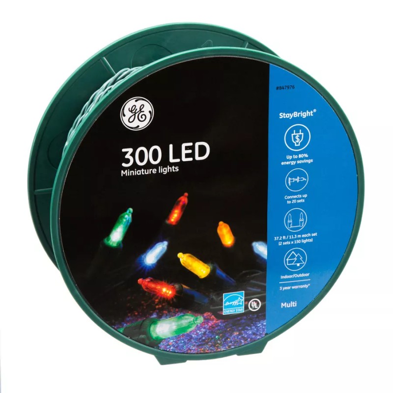 GE StayBright 300-Count 74.5-ft Multicolor LED Miniature Christmas String Lights