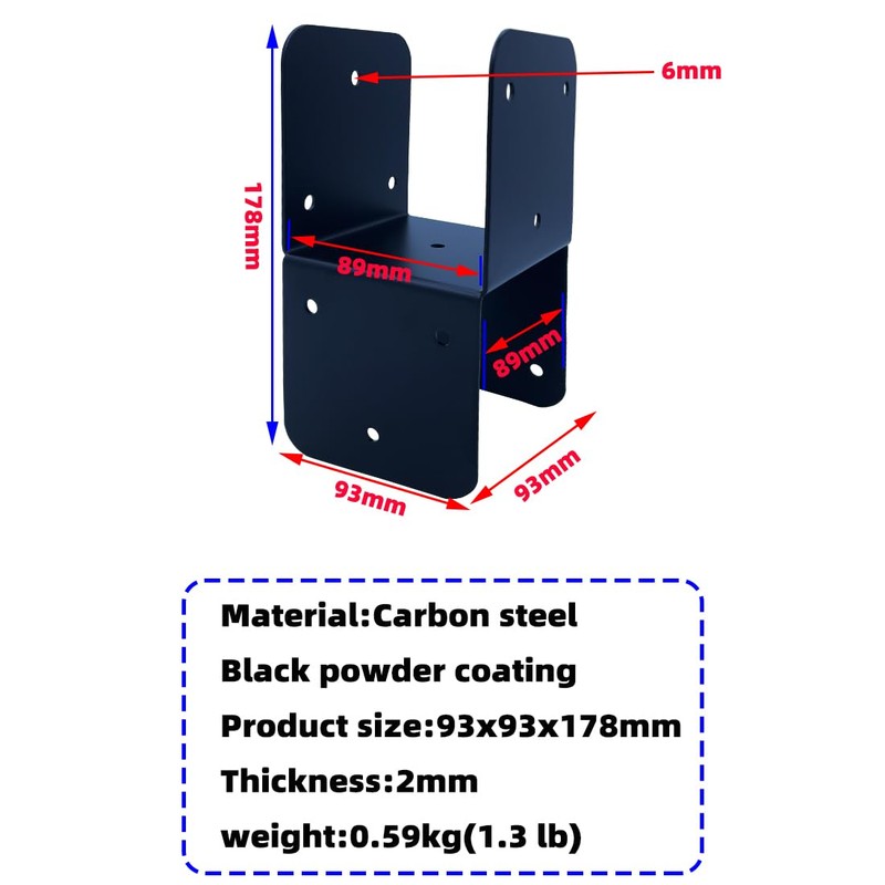 Jouray 4 Pcs Black 4x4 Deck Post Caps & Tie