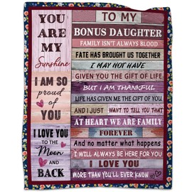 AJIIUSV Bonus Daughter Gifts, Bonus Daughter Blanket, Step Daughter Birthday Gifts from Stepmom Stepdad, Mothers Day for Stepdaughter Throw Blankets 50"x60"