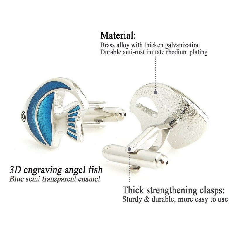 Salutto Men's Blue Angel Fish Cufflinks with Gift Box
