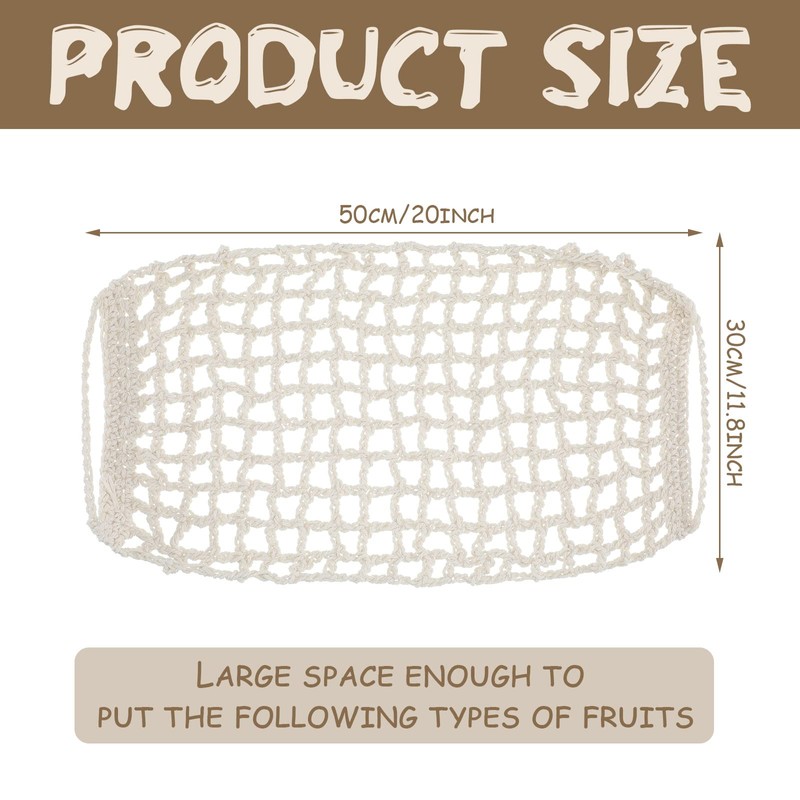 2 Pcs 11.8 x 20 Inch Macrame Fruit Hammock for