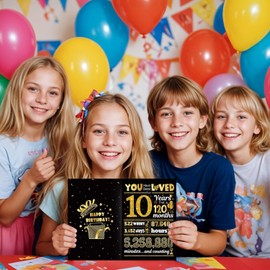 10th Birthday Card, 10th Birthday Gifts for Boys Girls, Son Grandson Daughter Grand Daughter, Party Decor Supply Ideas Birthday Gifts for Him or Her