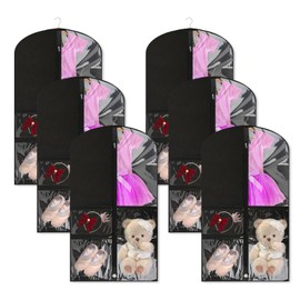 CvoMep 6 Pcs Garment Bags for Dance Costumes Waterproof Hanging Clothes Competition Bags with 3 Zippered Pockets Storage for Adults Kids(20" x 40"，Black)