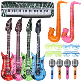 Inflatable Guitar Saxophone Microphone Balloons Musical Instrument Balloons Photo Booth Props Rock Star Balloons Party Supplies Favors Decorations Accessories Birthday Party Carnival Gift