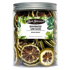 Dehydrated Dried Lime Slices | Lime Wheels | 50 + Servings Approx. | 100% Natural No Added Sugars | Cocktails, Wreath Making, Tea, Cakes, Decoration | Dried Limes For Cocktails | PET Jar | 4.9 oz