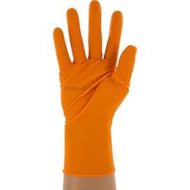Copperhead HD Orange Nitrile Disposable Gloves, 8 Mil, Latex and Powder Free, Industrial, Food Safe, Raised Diamond Texture, Large (200 Count)