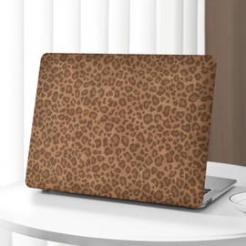 Ksriylm Compatible with MacBook Air 13 Inch Case2022 2021 2020 2019 2018 Release A1932 A2179 M1 A2337 Touch ID,Aesthetic Leopard Leather Plastic Hard Shell Case＋Transparent Keyboard Cover,Dark Brown