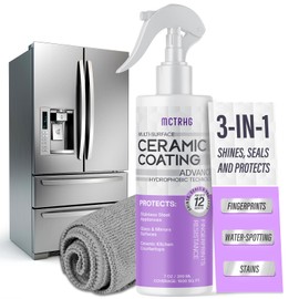 Ceramic Coating for Stainless Steel Appliances, Gloss & Shine Ceramic Coating Spray for Repelling Fingerprints, Grime & Stains on Stainless Steel, Sinks, Countertops, Glass in Home Kitchen & Bath