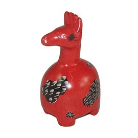 The Friendly Trading Co Carved Soapstone Giraffe Hand Carved Collectable Animal Sculpture, Carved Polished Soapstone Giraffe Cartoon Figurine African Home Decor - 4 in / 10 cm - Select Colour (Red)