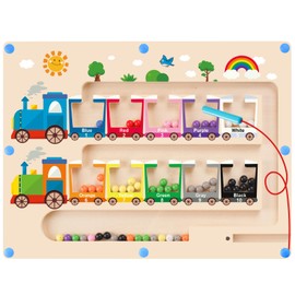 Montessori Toy Magnetic Game Labyrinth from 2 3 4 5 Years, Wooden Toy Children's Toy Educational Games Busy Board, Magnetic Toy Children Motor Skills Toy Sorting Game Gift for Girls Boys
