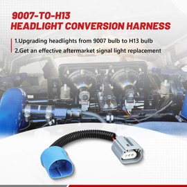 RED WOLF 9004 HB1 9007 HB5 to H13 9008 Headlight Extension Wiring Harness Socket Fog Light Headlamp Conversion Retrofit Fit 1994-2007 Ford F150, Dodge Ram 1500 2500 3500 Male Female Connector