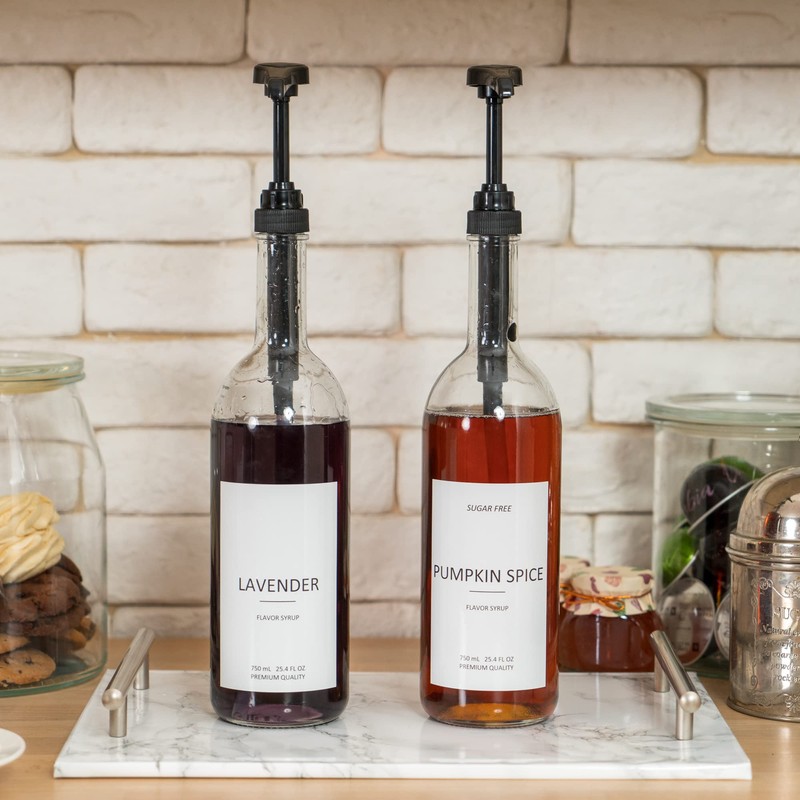 Demi's Home 25.4 oz 750 ml Glass Coffee Syrup Dispenser