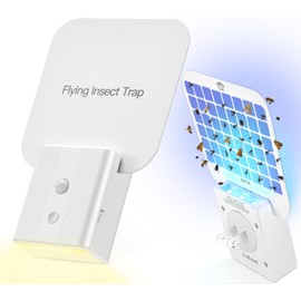 Fly Trap Indoor,2 in 1 Plug in Fruit Fly Traps for Indoors with Auto Night Light for Home，Fruit Flies,Mosquito, Flies, Moths，Gnat Traps for House Indoor(2 Device + 10 Glue Cards)