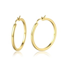 ADRAMATA Silver Hoop Earrings for Men and Women, 14K Gold-Plated Huggie Hoop Earrings, Hypoallergenic Hoop Earrings for Women, 15 mm/20 mm/30 mm/40 mm, Sterling Silver