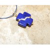 Kintsugi Petite 16mm Square Cross Lapis-Blue Howlite, Broken, Mended with