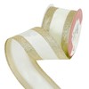 HUIHUANG Gold Wired Satin Ribbon with Glitter Stripe Edges 2.5