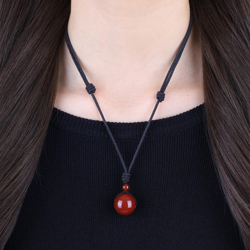 COAI Women's Men's Necklace with Gemstone Lucky Ball Pendant, Stone,