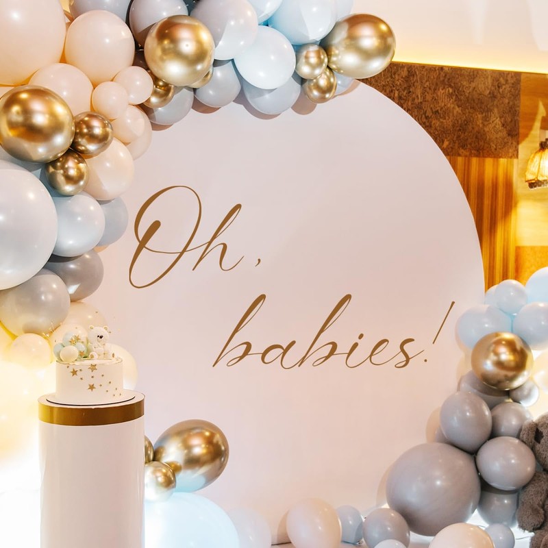 Oh Babies Sign Decal for Backdrop Gold Brown Large,Twins Baby
