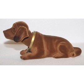 RAKSO Wobble Dachshund Dog Figurine H14 cm Large Lying Down with Bobble Head