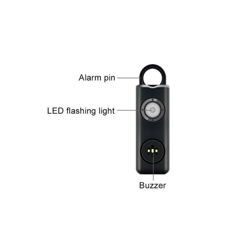 AIXXCUVQ Defense Alarm Keychains Type-C Charging Protection Loud Sound ABS