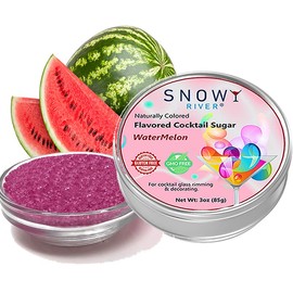 Snowy River Naturally Flavored Watermelon Cocktail Sugar (1x3oz tin), Colored & Flavored Rimming Sugar, Beverage Rimmer for all Occassions (Watermelon)