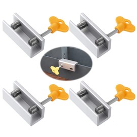 Sctmda Sliding Window Locks Stopper Adjustable Sliding Door Lock Aluminium Alloy Door Frame Security Lock Window Lock with Key Set of 4 for Security and Anti-Theft