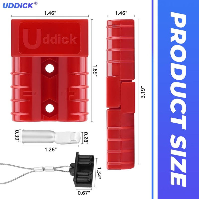 Uddick 4PCS 50A 6-10 Gauge Battery Cable Quick Connect/Disconnect Connector