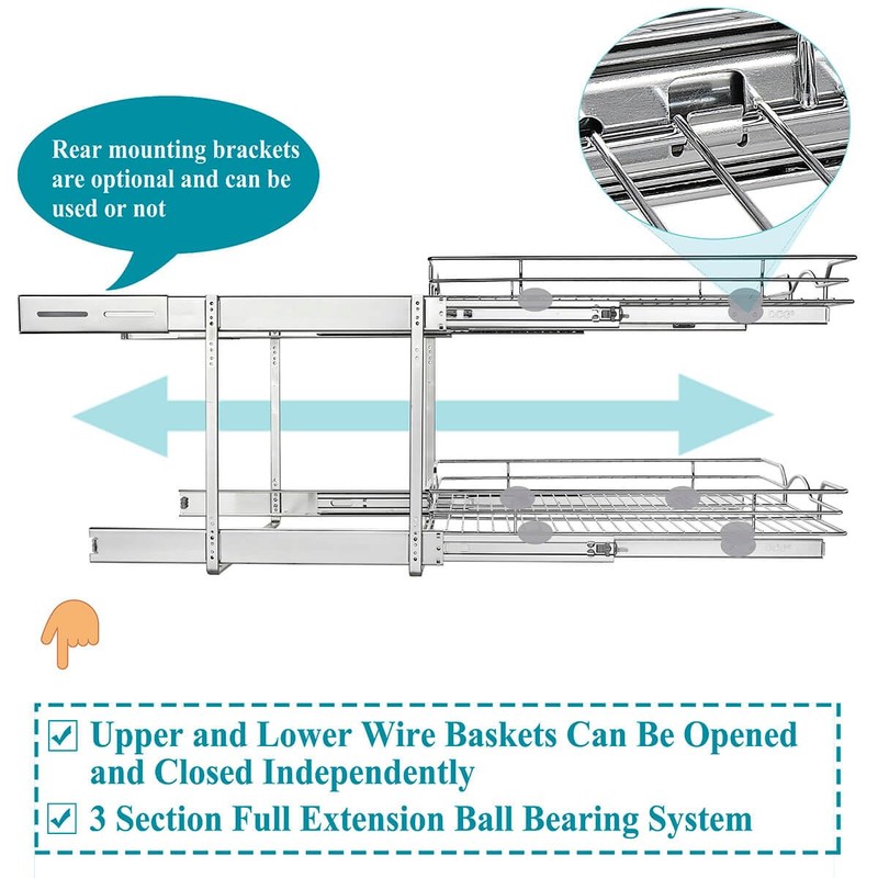 OCG 2 Tier Pull Out Cabinet Organizer (21.5" W x