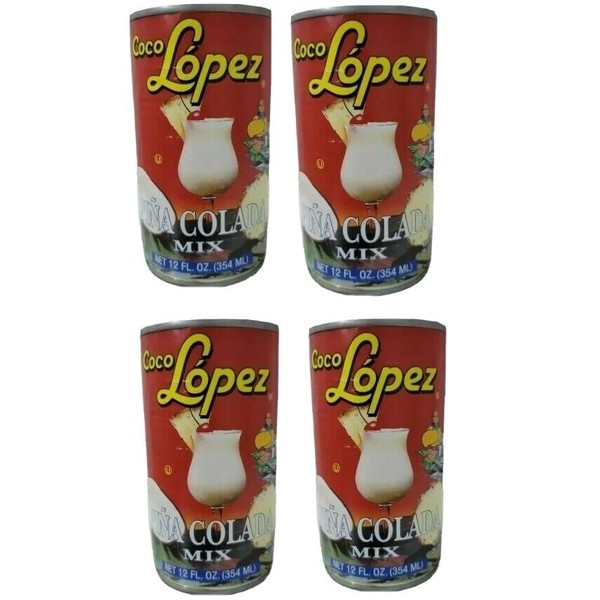4 Cans-12 oz. Coco Lopez MIX Cream Of Coconut & Piña Colada MIX