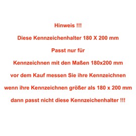 1 x Kennzeichenhalter für Kennzeichenhalter im Format 180 x 200 mm 18 x 20 cm für Motorrad Roller Material ABS Kunststoff schwarz (unlackiert)